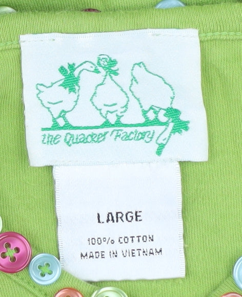 The Quacker Factory Green Women's V-Neck Top in Large