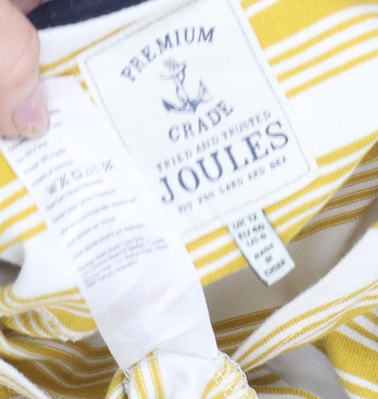 Joules Women's Yellow Striped L/S T-Shirt Size 12