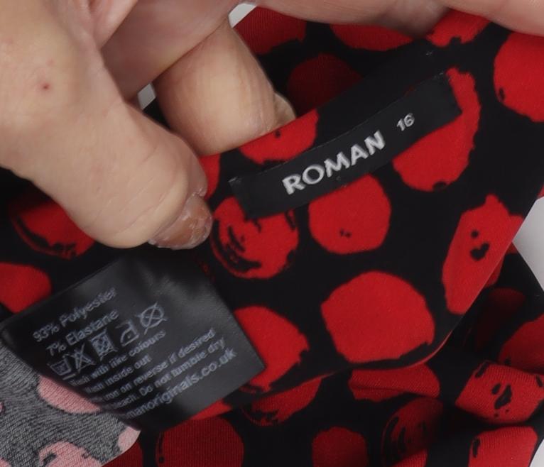 Roman Women's Red Polka Dot Tunic, Size 16