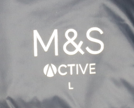 M&S Mens Blue Puffer Jacket L Hooded Lightweight