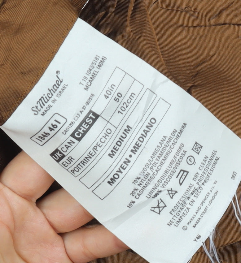 Marks and Spencer Men's Brown Wool Cashmere Blazer 40R