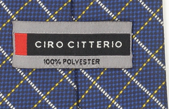 Ciro Citterio Men Blue Plaid Designer Tie