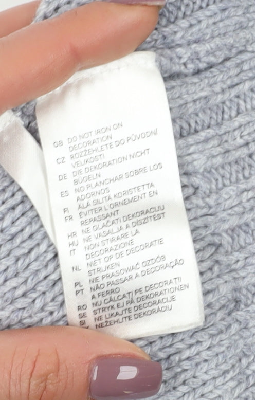 H&M Boys Grey Cardigan 11-12 Years Wool Blend Elbow Patches