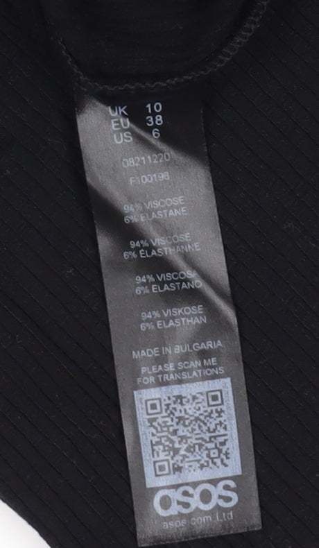 ASOS Women's Black Size 10 Pencil Skirt with Button Accent