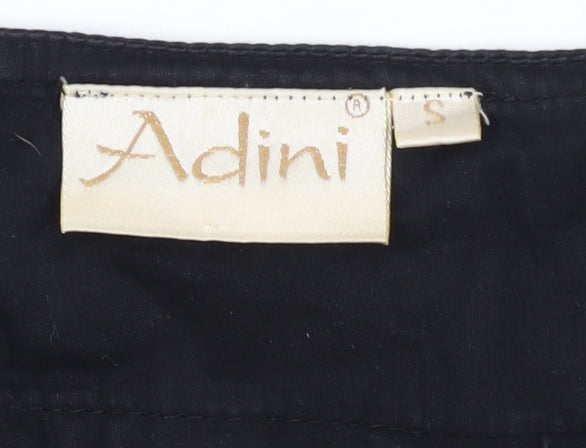 Adini Women's Black Floral A-Line Skirt, Size S, Casual