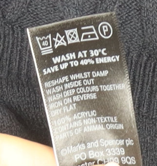 Marks and Spencer Women’s Black Henley Jumper Size 12