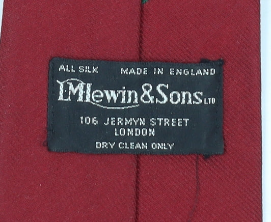 T M Lewin Men's Red Silk Tie with Logo Accent