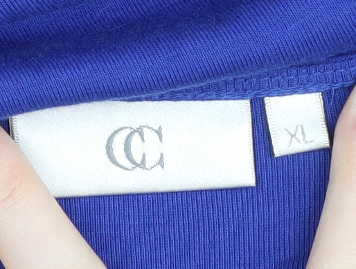 CC Women's Blue V-Neck Basic Cotton Top, XL