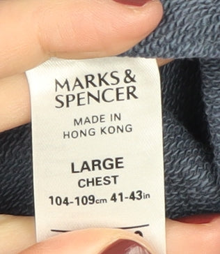Marks and Spencer Men's Blue Bomber Jacket, Size L, Zip-Up