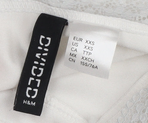 H&M Women Ivory Camisole Top XXS Satin Lace
