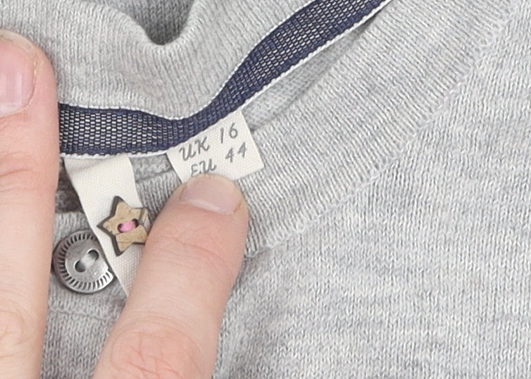 White Stuff Womens Silver Cardigan Merino Wool Size 16