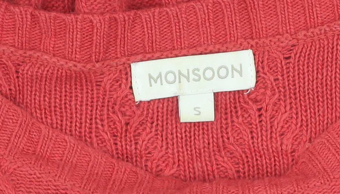 Monsoon Women's Red Cable-Knit Jumper, Size S