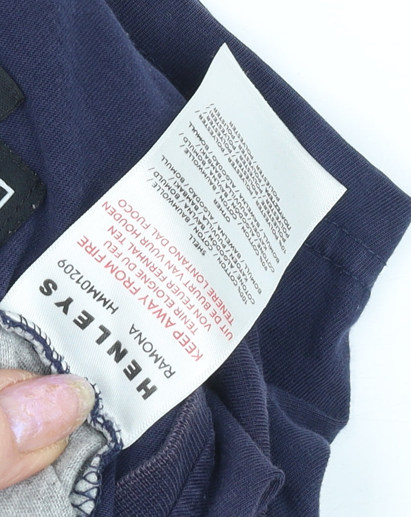 Henleys Men's Blue Grey Colourblock T-Shirt Size M