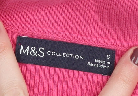 Marks and Spencer Women's Pink Short Sleeve Polo, Size S