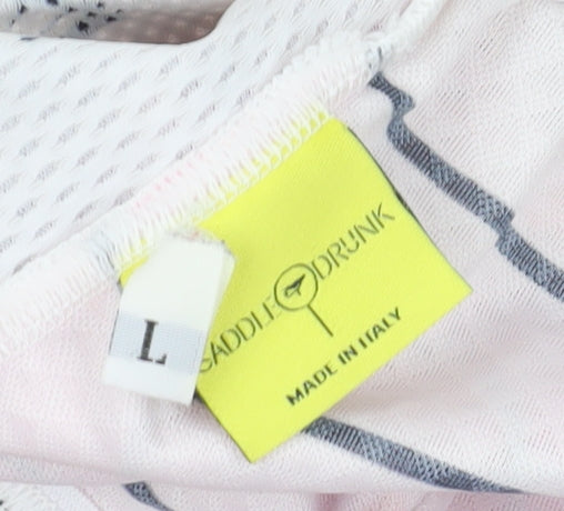 Saddle Drunk Unisex Cycling Jersey L Pink & White Striped