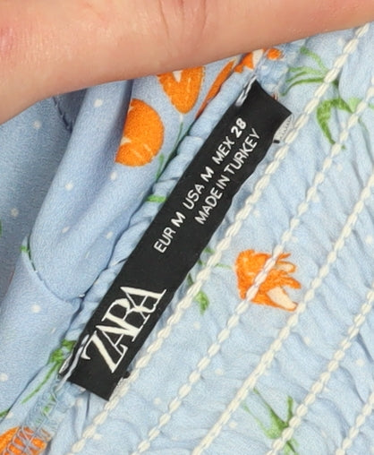 Zara Women's Blue Floral Fit & Flare Dress M