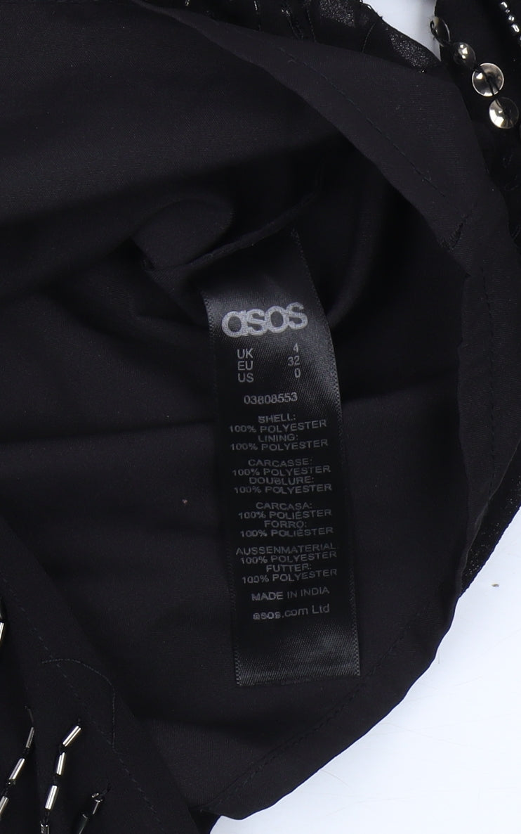 ASOS Women's Black Beaded Sequin Playsuit Size 4
