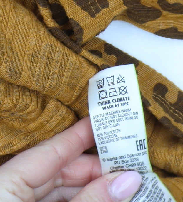 Marks and Spencer Women's Brown Leopard Print Dress, Size 8
