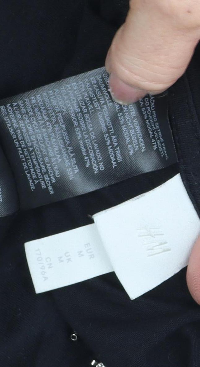 H&M Women's Black M Basic T-Shirt with Rhinestones