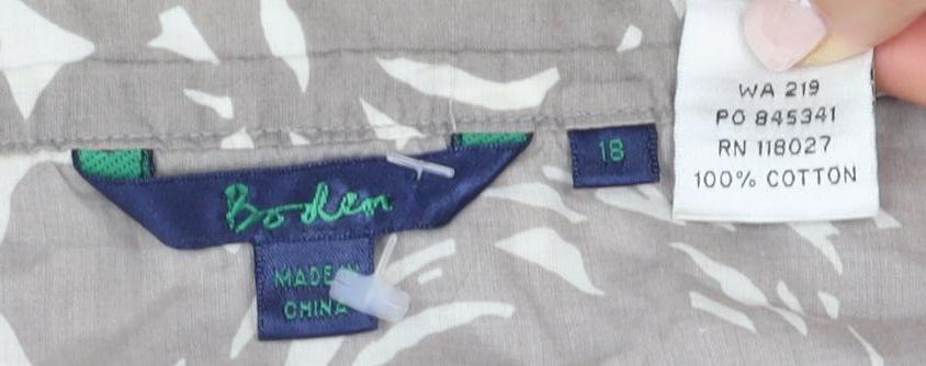 Boden Women's Beige Floral Cotton Henley Button-Up Top