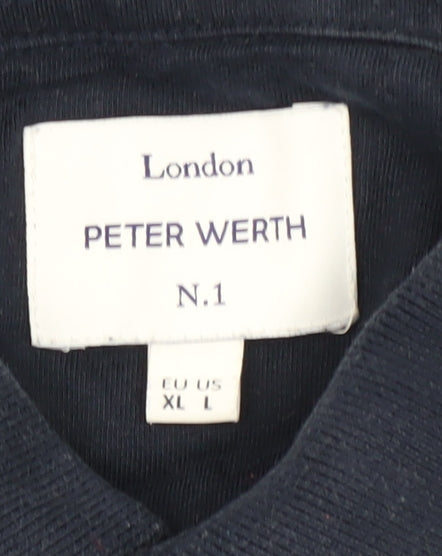 Peter Werth Men's Blue XL Polo Shirt, Short Sleeve, Cotton