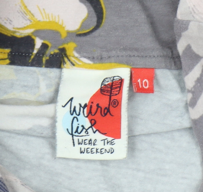 Weird Fish Women's Floral A-Line Skirt Grey Size 10