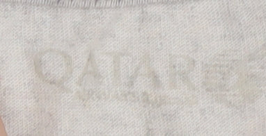 Qatar Airways Men Beige V-Neck Sports T-Shirt Size S