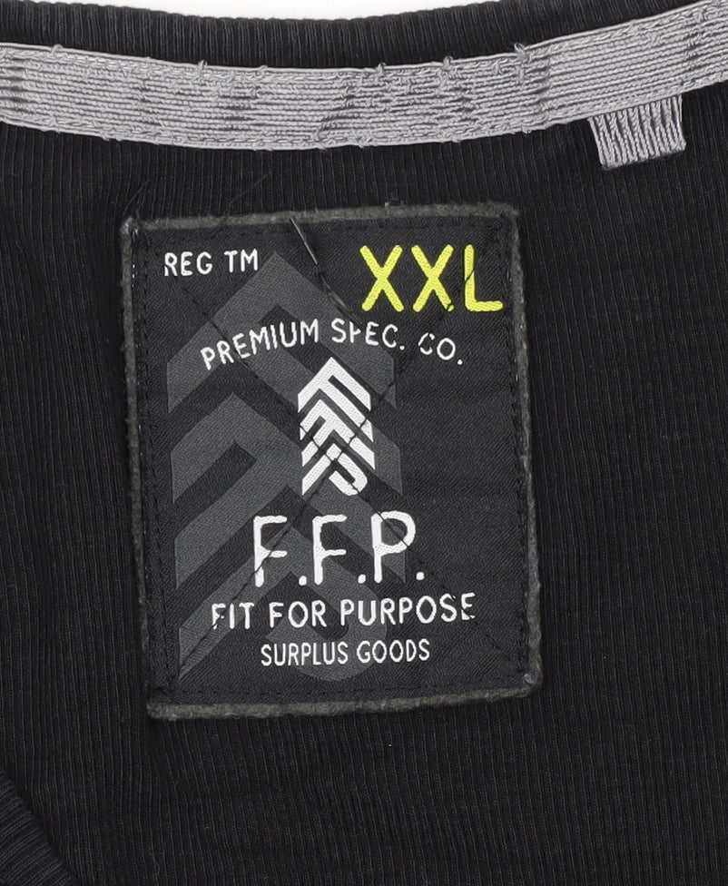 Fit For Purpose Men’s 2XL Black Henley T-Shirt
