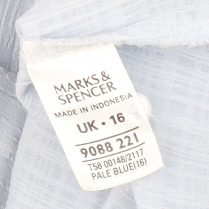 Marks and Spencer Women's Blue Button-Up Shirt 16
