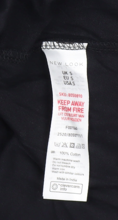 New Look Women's Black Cotton Basic T-Shirt Size S