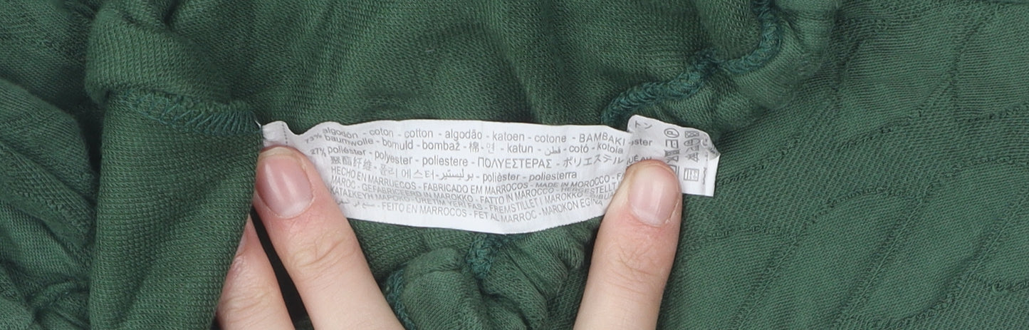 Zara Women's Green Cotton T-Shirt, Size 12, Casual Style