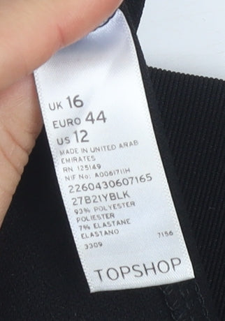 Topshop Women's Black Bandage Skirt Size 16 Zip Accent