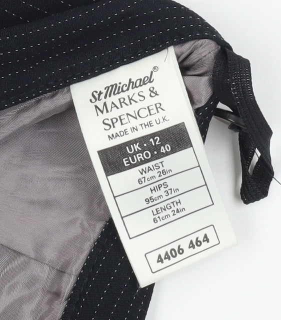 Marks & Spencer Women's Black Wool Pencil Skirt, Size 12