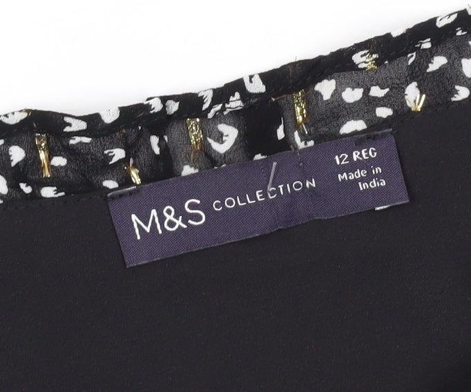 Marks and Spencer Women's Black Floral Blouse Size 12