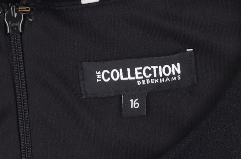 Debenhams Women's Black A-Line Floral Dress Size 16