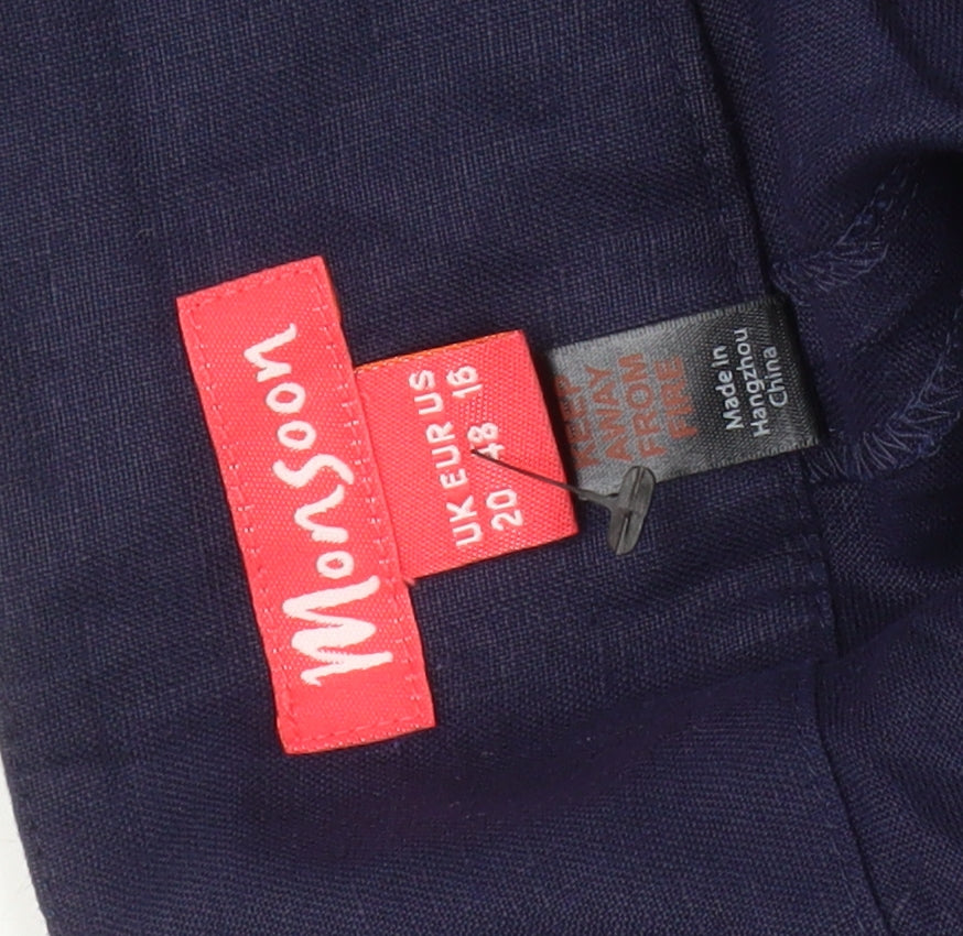 Monsoon Women's Blue Floral Linen Skirt Size 20