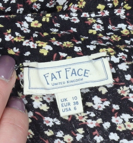 Fat Face Women's Black Floral Midi Wrap Skirt Size 10