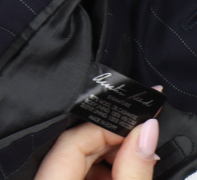 Austin Reed Men's Blue Striped Blazer, 40L, Wool-Cashmere