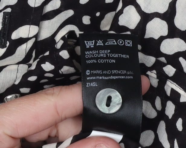 Marks and Spencer Women's Black Animal Print Button-Up