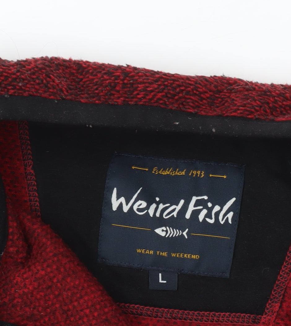 Weird Fish Men's Red 1/4 Zip Fleece Jacket - Large