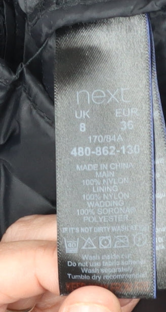 Next Women's Black Puffer Jacket UK 8 Winter Hooded