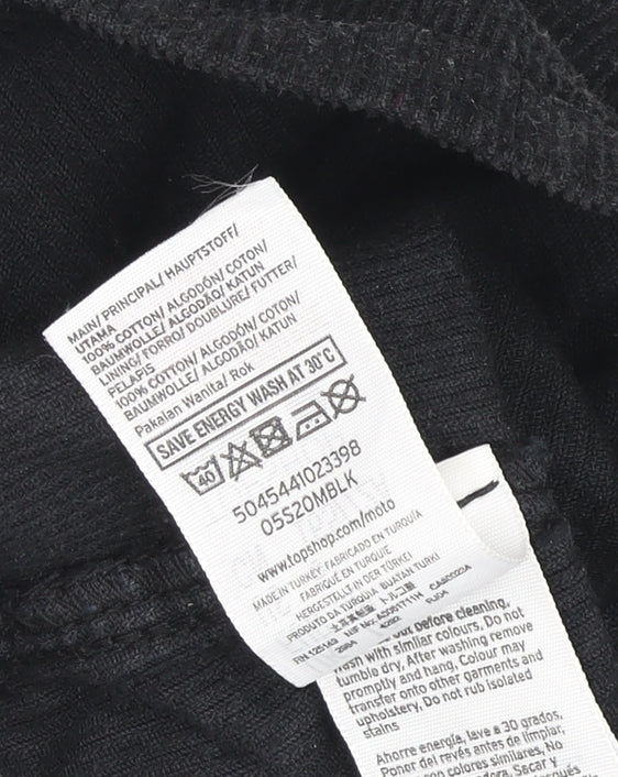 Topshop Women’s Black Corduroy A-Line Skirt, Size 10