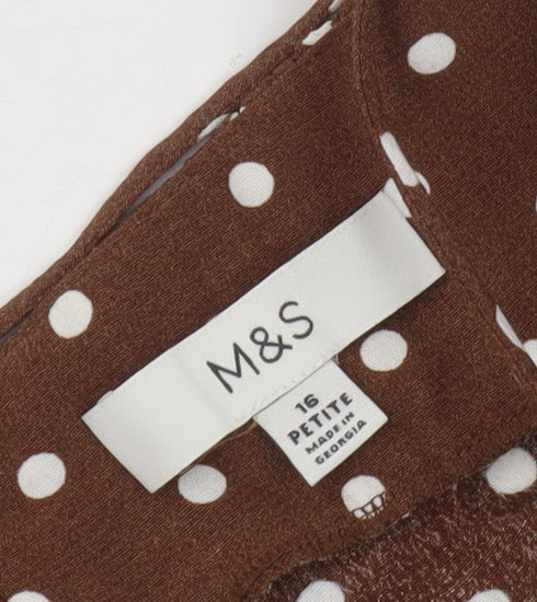 Marks and Spencer Women's Brown Polka Dot Swing Dress Size 16