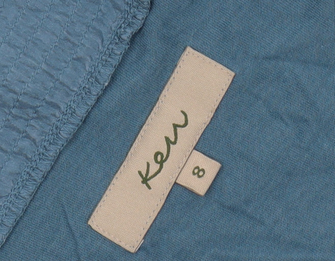 Kem Women's Blue V-Neck Dress, Size 8, Short Sleeve