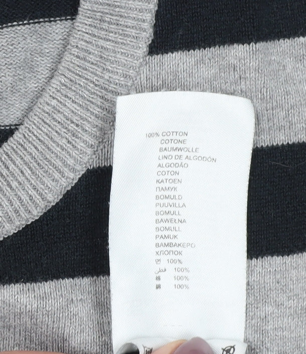 Ben Sherman Men's Grey Striped Pullover Jumper M