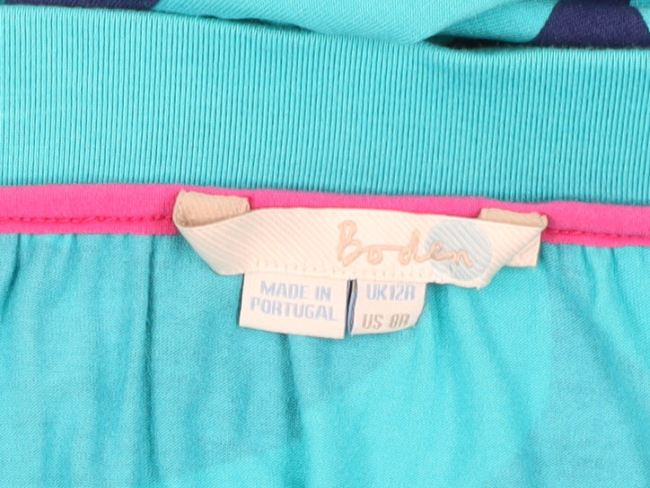 Boden Women's Blue Floral Cotton Skirt Size 12