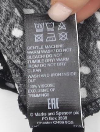 Marks and Spencer Women's Black Polka Dot T-Shirt Size 18