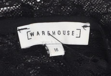 Warehouse Women's Black Lace Blouse, Size 16