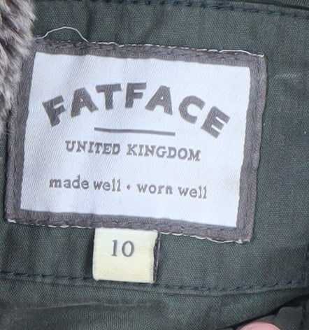 Fatface Women's Green Parka Coat Size 10