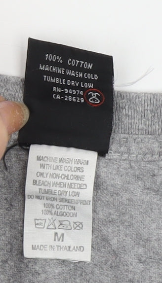 Stussy Men's Grey Graphic Print Crew Neck T-Shirt M